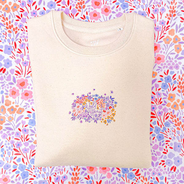 Organic Embroidered Wyld Heart Sweatshirt: Lilac