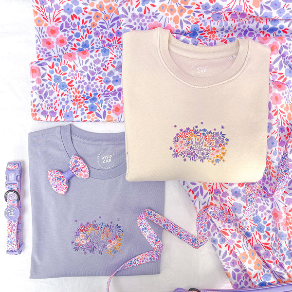 Organic Embroidered Wyld Heart Sweatshirt: Lilac