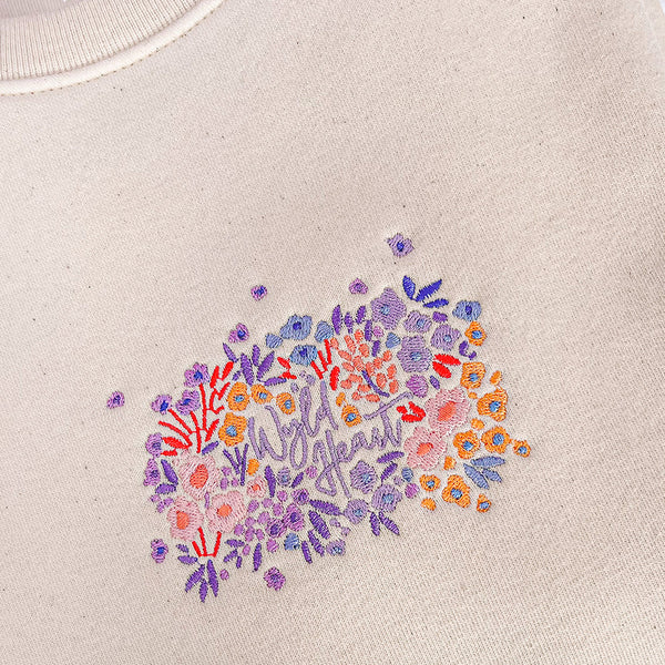 Organic Embroidered Wyld Heart Sweatshirt: Lilac