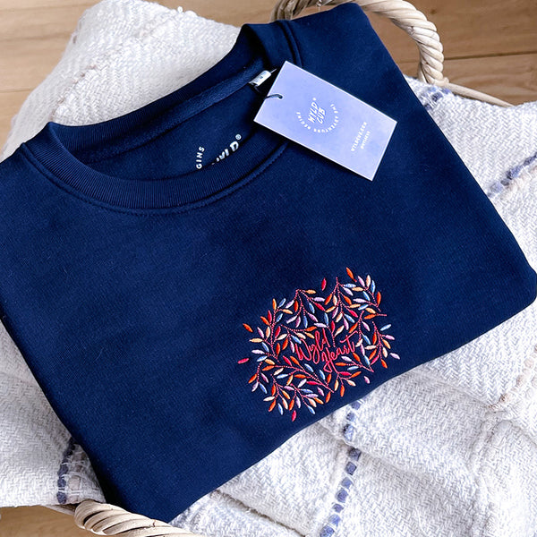 Organic Embroidered Wyld Heart Sweatshirt: Hampstead Moonlight