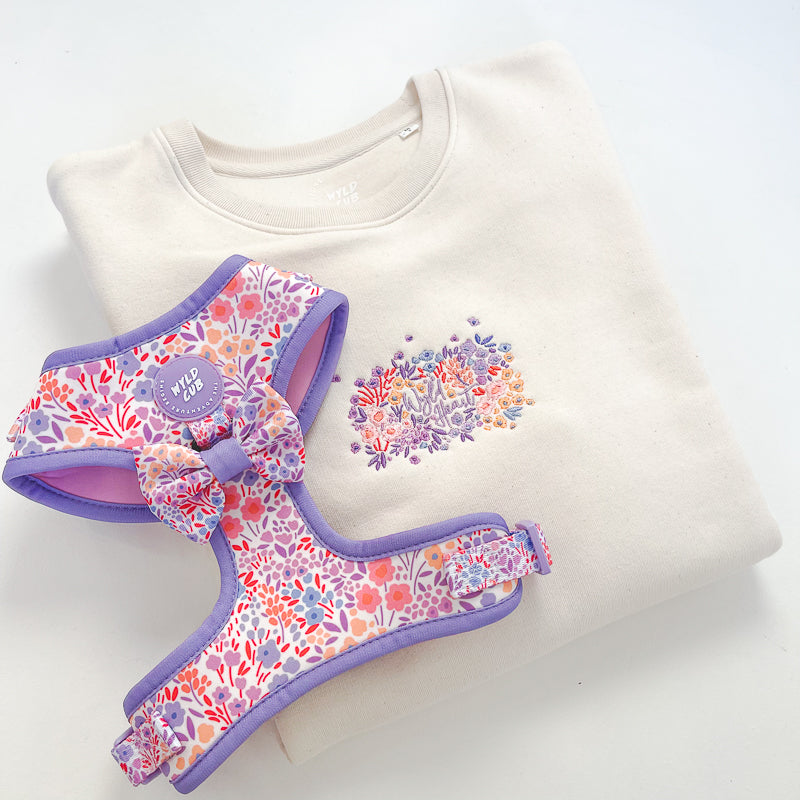 Organic Embroidered Wyld Heart Sweatshirt: Lilac