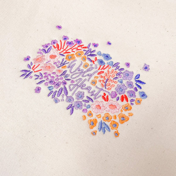 Organic Embroidered Wyld Heart Sweatshirt: Lilac