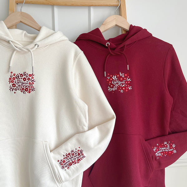 Organic Embroidered Wyld Heart Hoodie: Mulberry x Mulberry