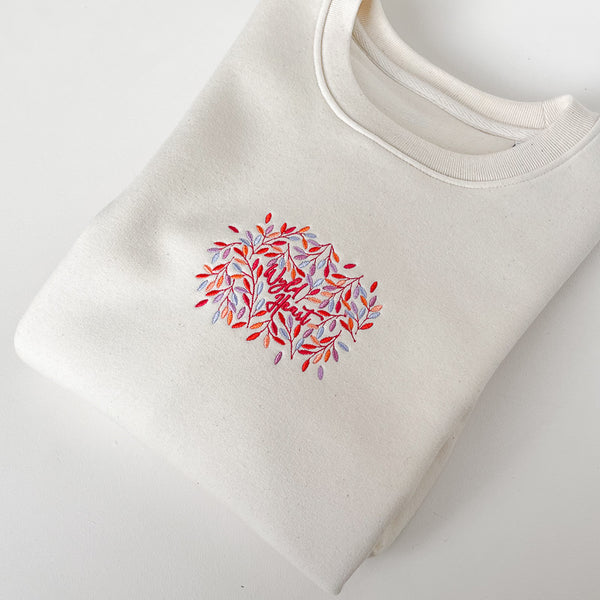 Organic Embroidered Wyld Heart Sweatshirt: Hampstead Fireside