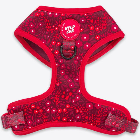 Cute-stylish-floral-adjustable-red-pink-comfortable-dog-puppy-harness-girl-boy-unisex