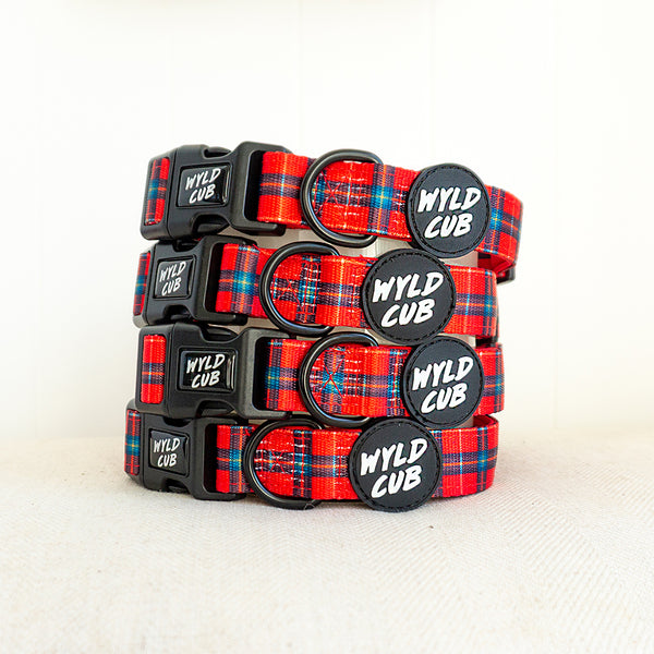 Wyld Cub red blue check tartan stylish comfortable luxury quality reversible harness collar lead poo bag walk accessories set for top dog puppy breeds french bulldog frenchie bulldog cavapoo cockerpoo spaniel king Charles spaniel shihpoo labrador terrier chihuahua