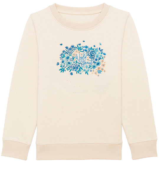 Organic Embroidered Wyld Heart BABY & KIDS Sweatshirt: Notting Hill Sky