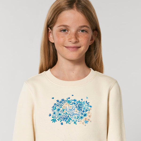 Organic Embroidered Wyld Heart BABY & KIDS Sweatshirt: Notting Hill Sky