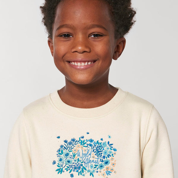 Organic Embroidered Wyld Heart BABY & KIDS Sweatshirt: Notting Hill Sky