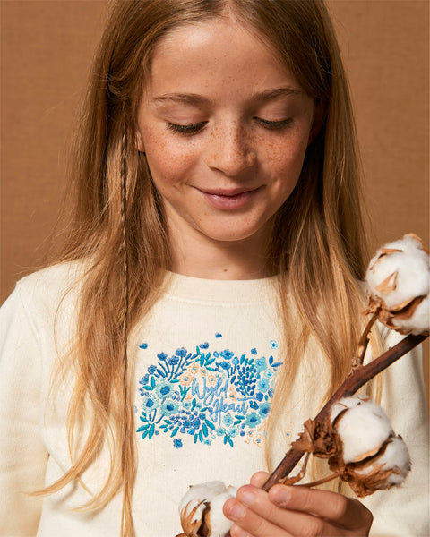 Organic Embroidered Wyld Heart BABY & KIDS Sweatshirt: Notting Hill Sky