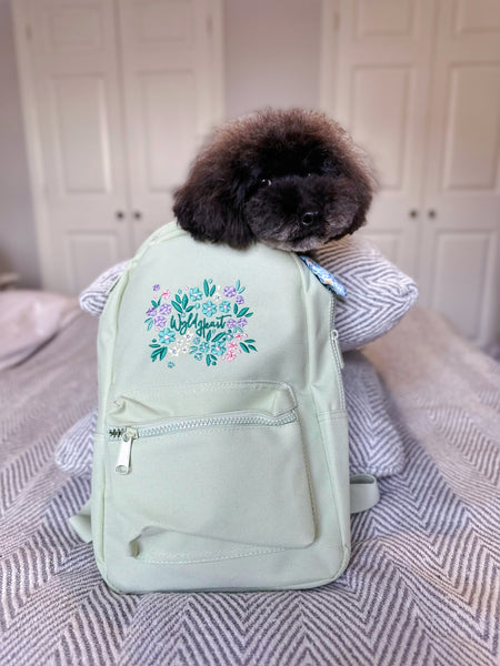 Wyld Heart Embroidered Mini Backpack: Mint