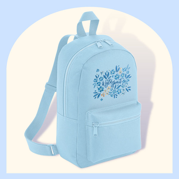 Wyld Heart Embroidered Mini Backpack: Sky