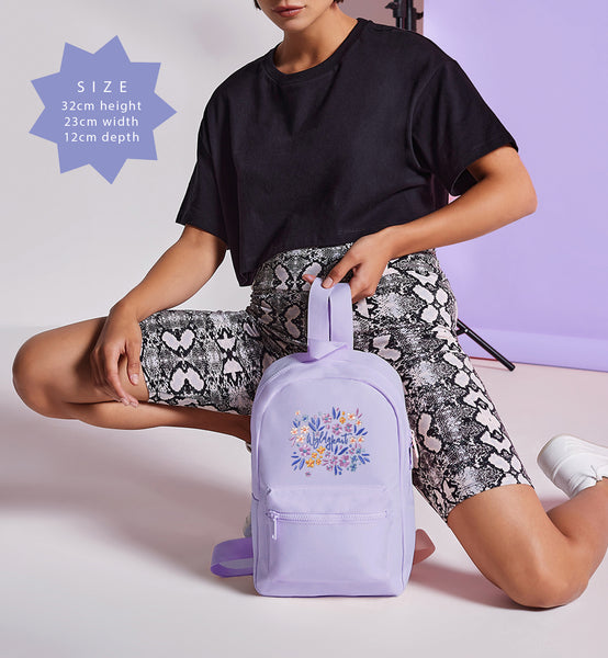 Wyld Heart Embroidered Mini Backpack: Lilac