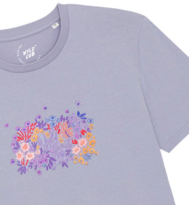 Organic Embroidered Wyld Heart T-Shirt: Lilac