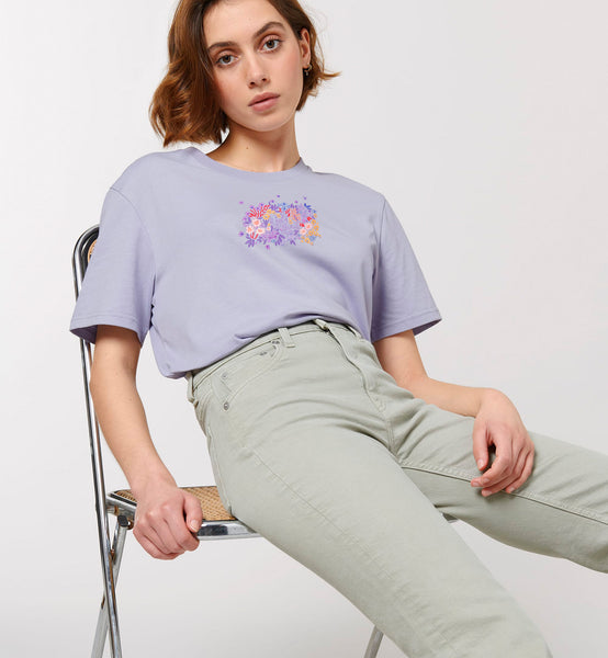 Organic Embroidered Wyld Heart T-Shirt: Lilac
