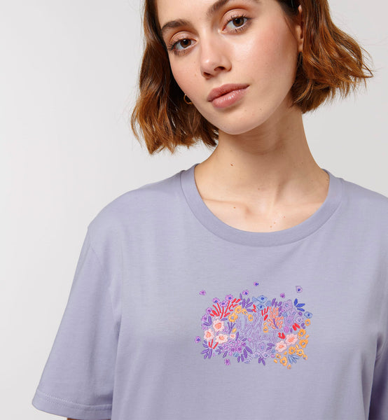 Organic Embroidered Wyld Heart T-Shirt: Lilac