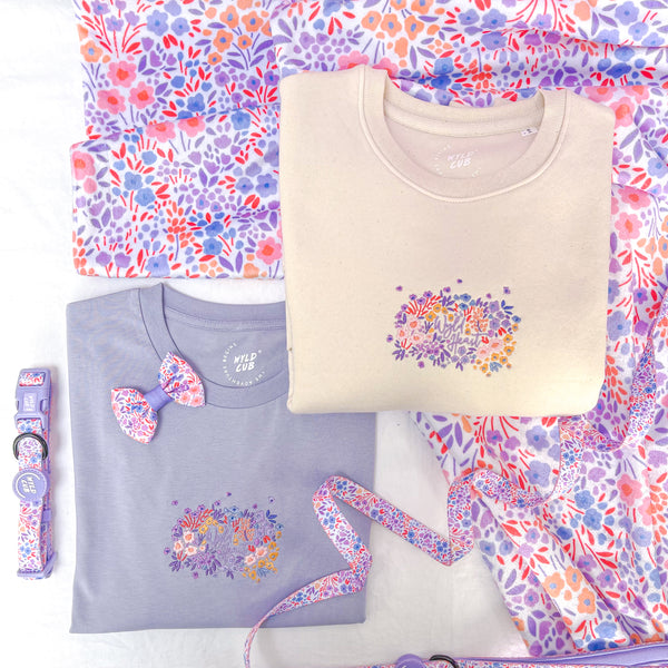 Organic Embroidered Wyld Heart T-Shirt: Lilac