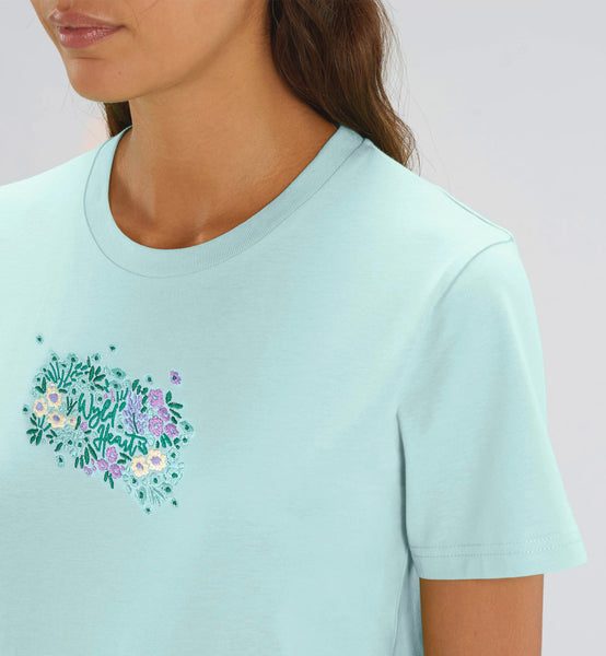 Organic Embroidered Wyld Heart T-Shirt: Mint