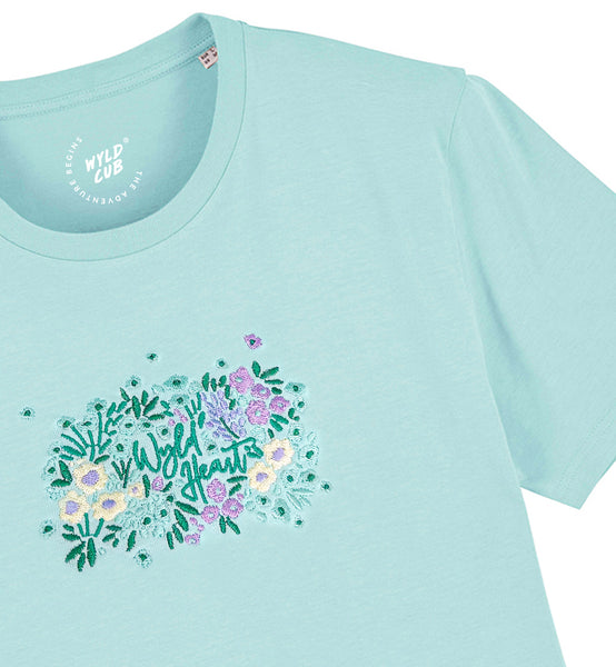 Organic Embroidered Wyld Heart T-Shirt: Mint