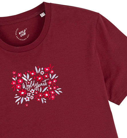 Organic Embroidered Wyld Heart T-Shirt: Mulberry x Mulberry