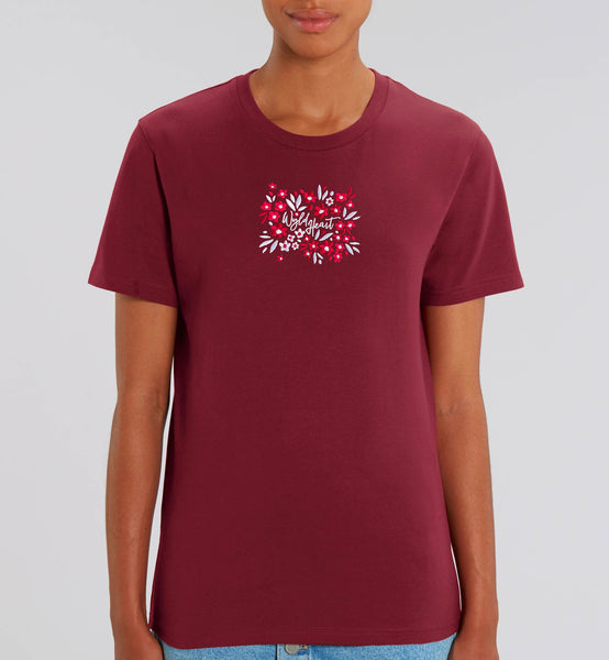 Organic Embroidered Wyld Heart T-Shirt: Mulberry x Mulberry