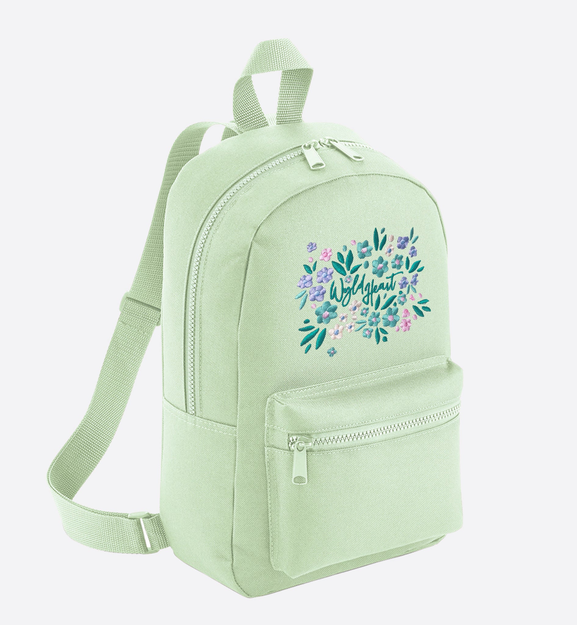 Wyld Heart Embroidered Mini Backpack: Mint